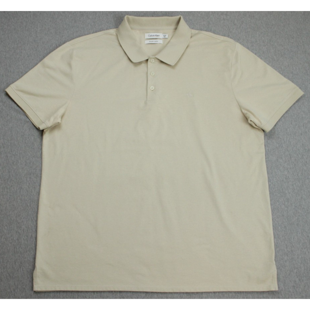 Calvin Klein Polo Mens XL Ivory Cotton Blend Short Sleeve